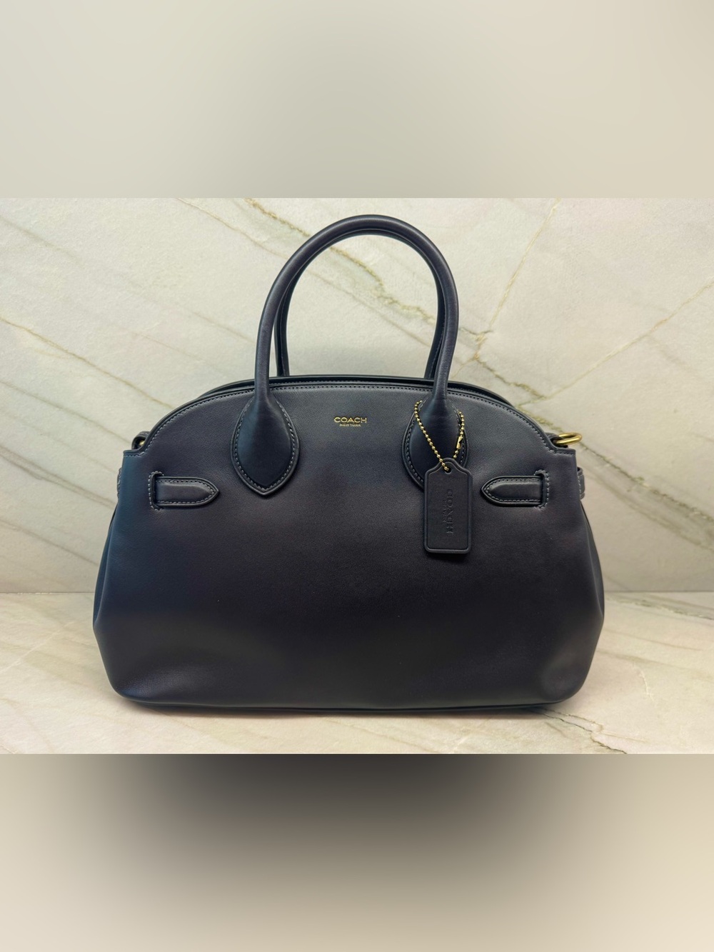 Coach Empire Carryall 35 in Black Glovetanned Leather.